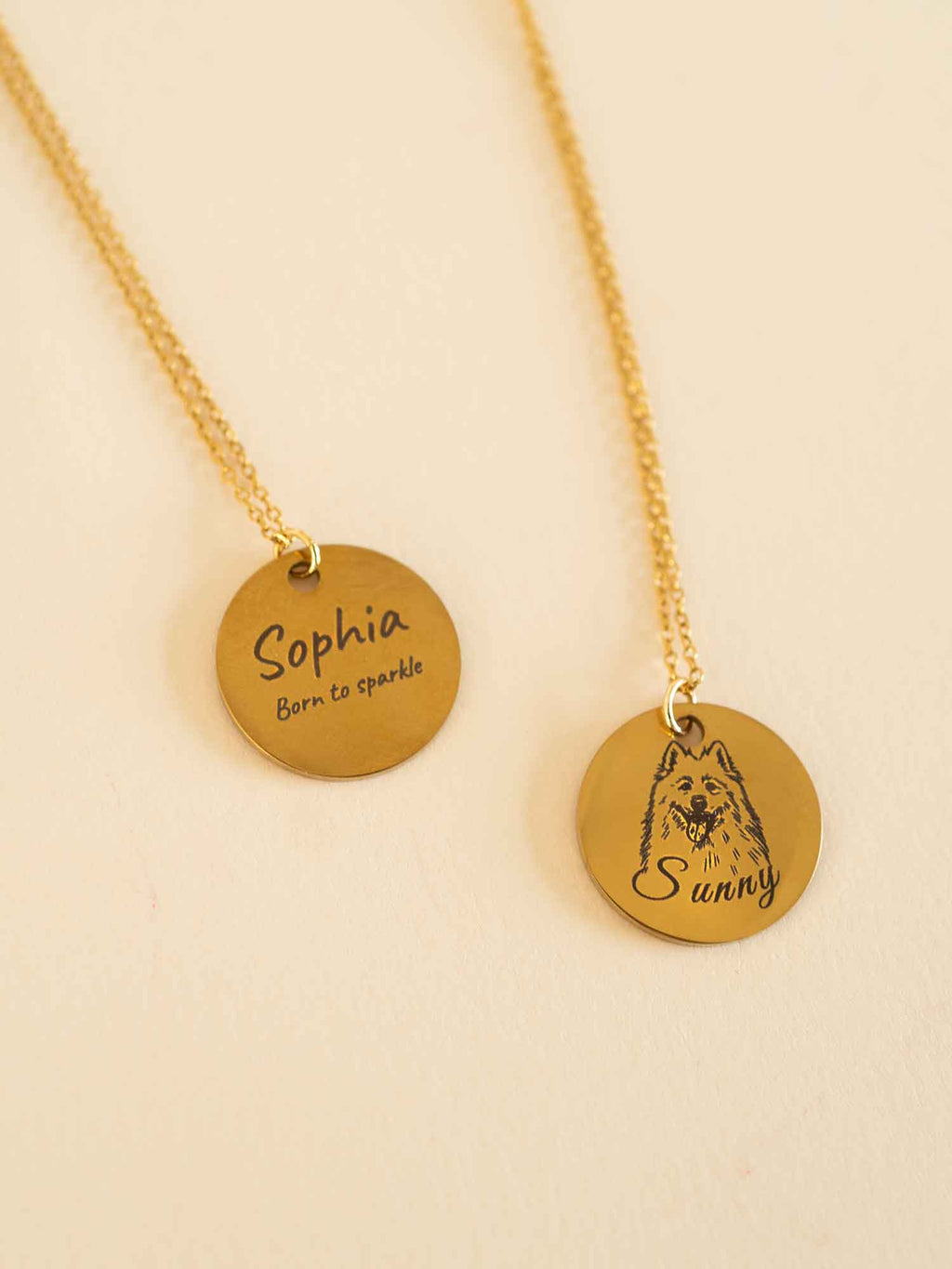 Personalized Handwriting Round Disc Pendant Necklace