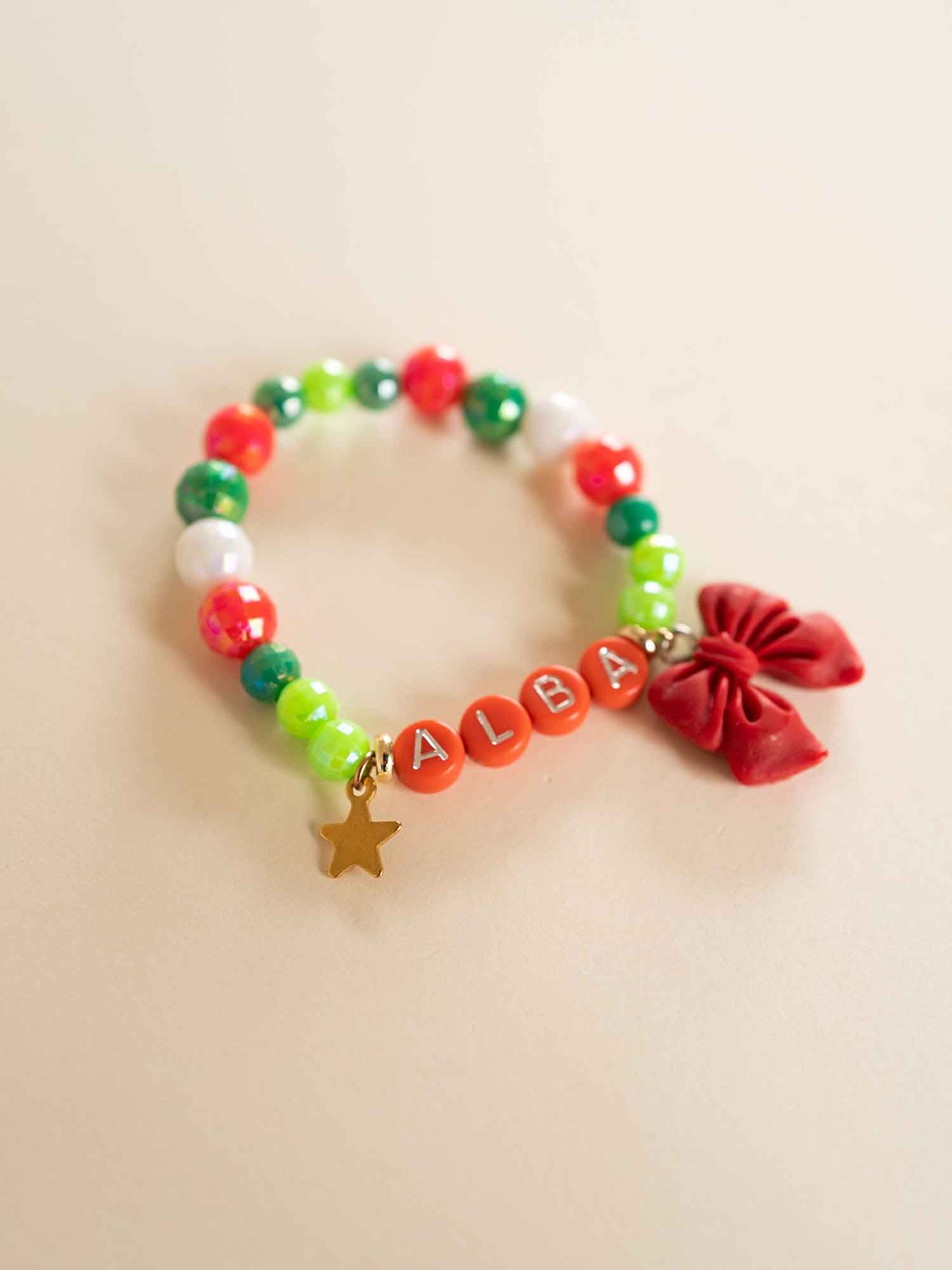 Custom Name Christmas Bead Bracelet