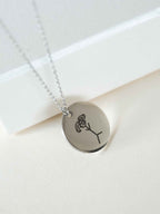 Personalized Handwriting Round Disc Pendant Necklace