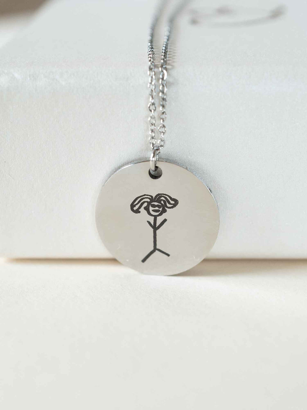 Personalized Handwriting Round Disc Pendant Necklace