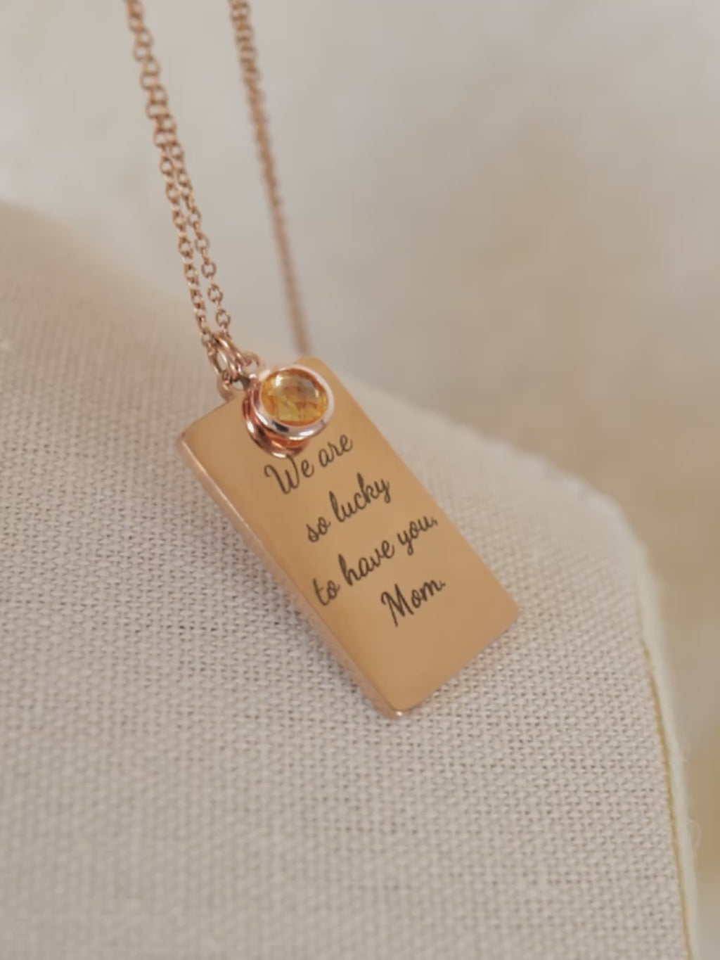 Personalized Birthstone Necklace: Custom Engraved Pendant