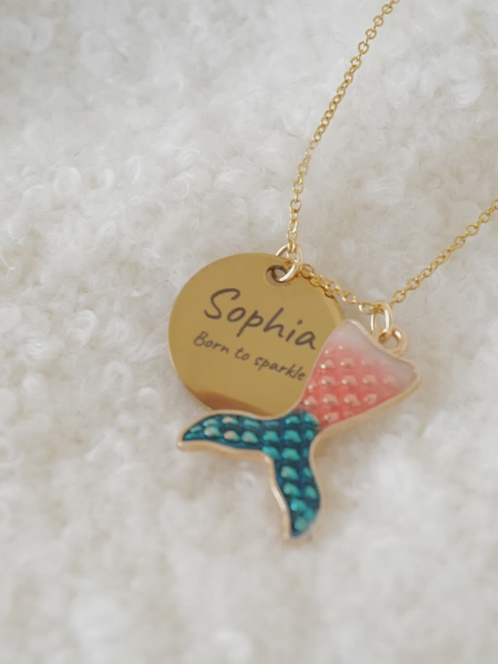 Personalized Mermaid Tail Necklace: Engraved Name Pendant