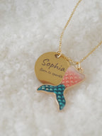 Personalized Mermaid Tail Necklace: Engraved Name Pendant