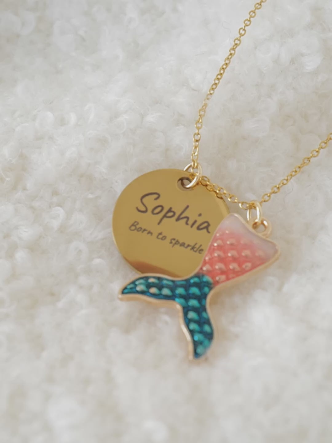 Personalized Mermaid Tail Necklace: Engraved Name Pendant