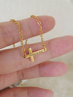 Personalized Cross Bracelet: Engraved Name, Date, Verse