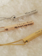 Personalized Engraved Bar Necklace | Custom Name or Coordinates Gift Keepsake